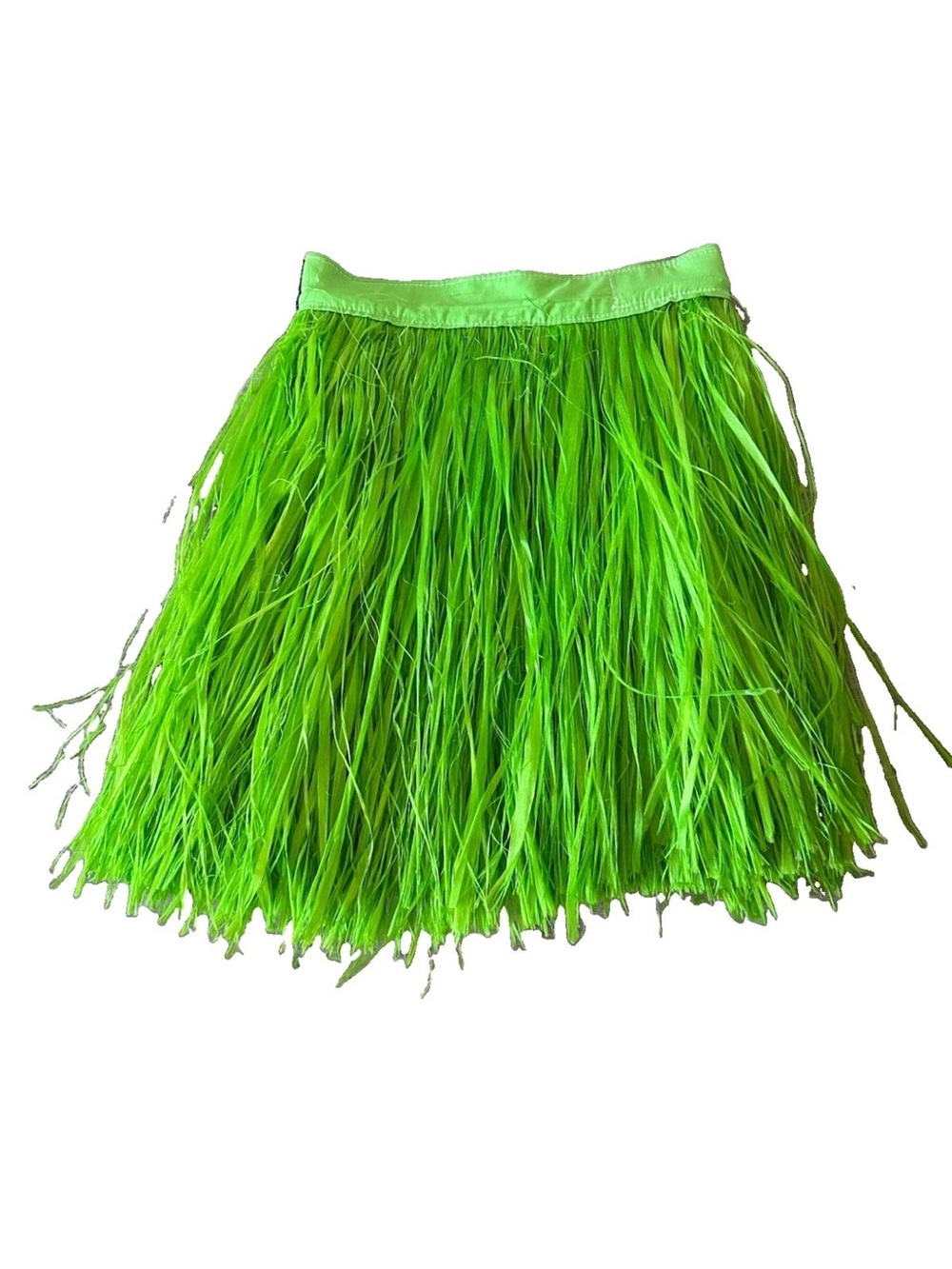 Vintage Lime Green Raffia Hula Grass Skirt Hawaiian Polynesian Dance Festival